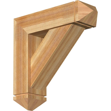 Traditional Arts And Crafts Rough Sawn Bracket W/ Offset Brace, Western Red Cedar, 8W X 28D X 28H